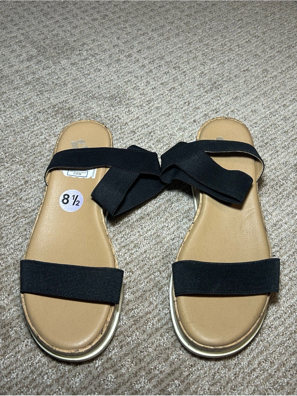 Black Elastic Strap Women's Slide Sandals